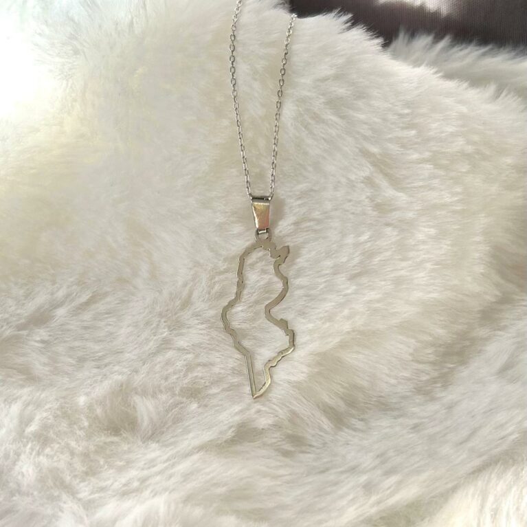 Collier Carte de la Tunisie - خريطة تونس